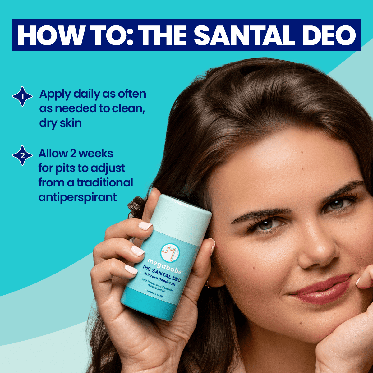 Megababe The Santal Deo, Skincare Deodorant Stick, Aluminum-Free, All Natural, 2.6 oz.