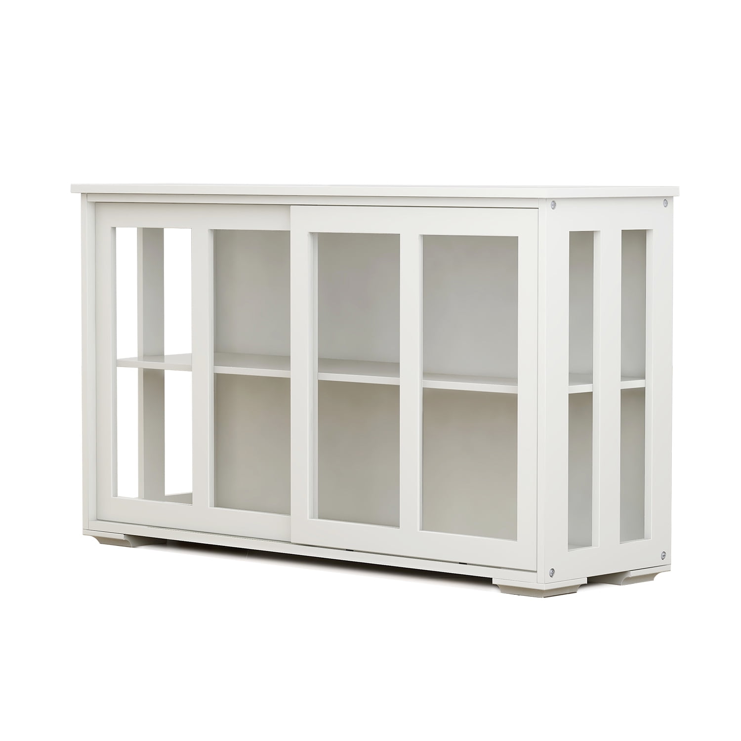 Kitchen Storage Cabinet,Sideboard Buffet Cupboard with Glass Door,Pantry Organizer, Freestanding Kitchen Cabinet,White