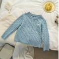 thumbnail image 5 of enyan Girls Knit Cardigan Sweater Button Down Long Sleeve Kids Toddler School Uniform Fall Jacket(Sky Blue,4-5 Years), 5 of 5