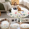 thumbnail image 6 of Watercolor Wildflower Round Area&nbsp;Rug 7ft Spring Blue Red Flower Leaf Plant Non-Slip&nbsp;Washable Circle Rugs Soft Felt Indoor Floor Mat for Bedroom Kitchen Living Room Bathroom, 6 of 9