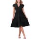 thumbnail image 2 of Vestido de verano midi con volantes en las mangas y escote en V para mujer Inspire Chic 2XL negro, 2 of 6