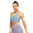 thumbnail image 2 of Arlun Sports Bra for Women High Support Comfortable and Stylish Activewear for Home Yoga and Exercise Solid Color Stretch Racerback Casual Bras for All Season Light Blue XL, 2 of 4