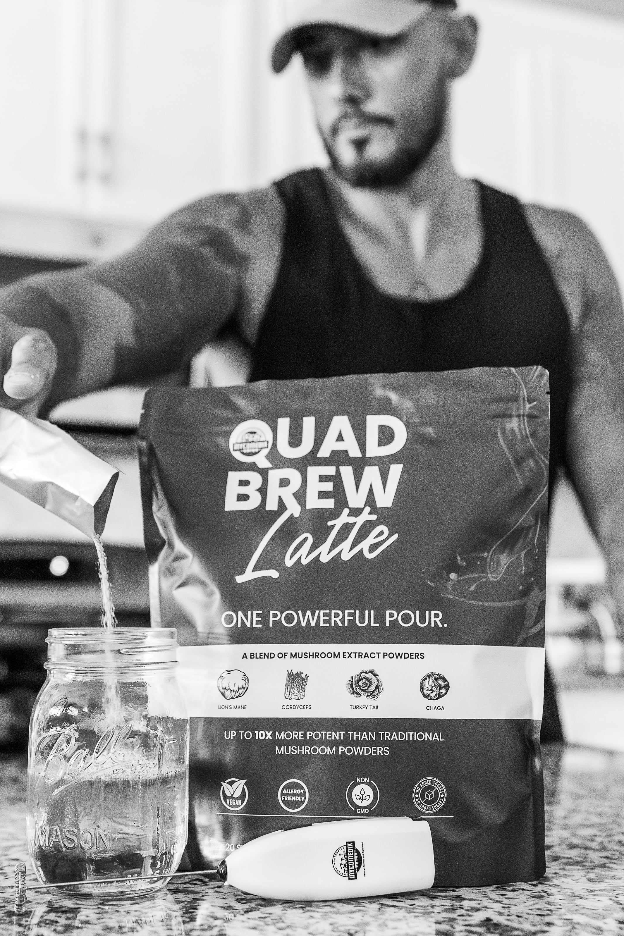 MYCO-Medix Quad-Brew Latte, Arabica Instant Coffee with Functional Mushrooms, Energy & Focus Support, 20 Servings