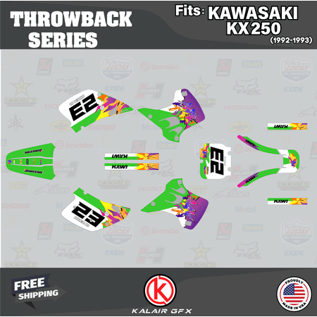 Kalair GFX Graphics Kit for Kawasaki KX250 (1992-1993) Throwback Series Kalair GFX Graphics Kit for Kawasaki KX250 (1992-1993) Throwback Series