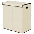 thumbnail image 6 of mDesign Divided Laundry Hamper Basket with Lid, Chrome Handles - Cream/Brown, 6 of 6