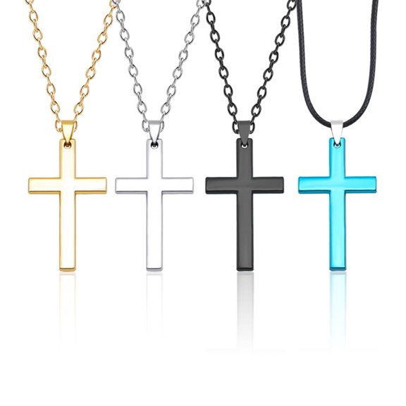Soumake Fashion Men Simple Smooth Cross Pendant Chain Necklace Jewelry Birthday Gift Fashion