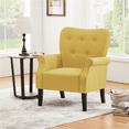 thumbnail image 3 of Alden Design Mid-century Upholstered Fabric Accent Armchair for Living Room with Wooden Leg, Yellow, 3 of 9