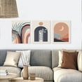 thumbnail image 2 of Boho Wall Art Set of 3 Mid-Century Modern Wall Art Sun Moon Plant Leaf Mountain Rainbow Beige Geometric Abstract Artwork Prints Modern Boho Wall Decor Ready To Hang for Living Room Bedroom 12x16, 2 of 6