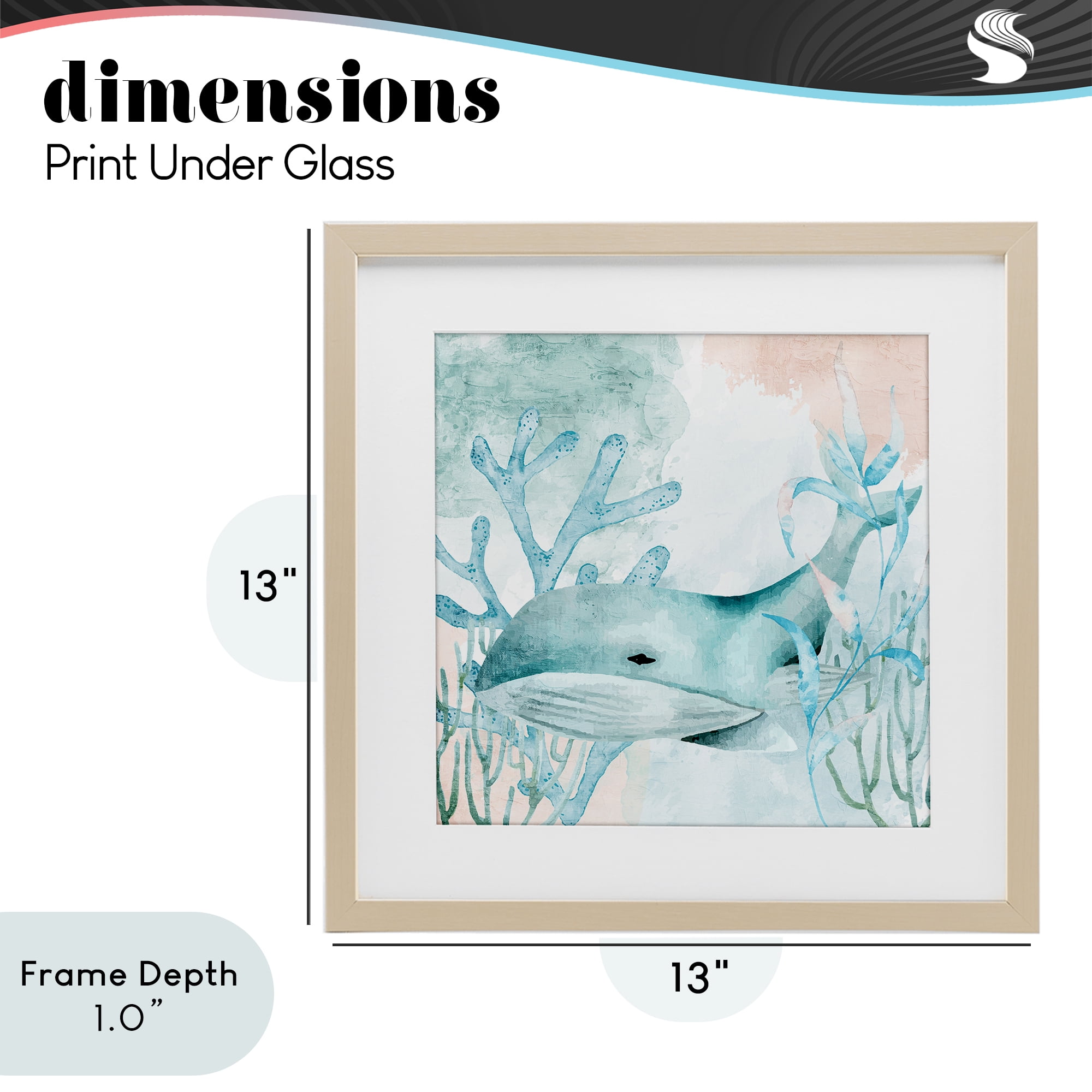 Stupell Industries Whale Sea Swim Birch Framed Print Under Glass, design by Kim Allen