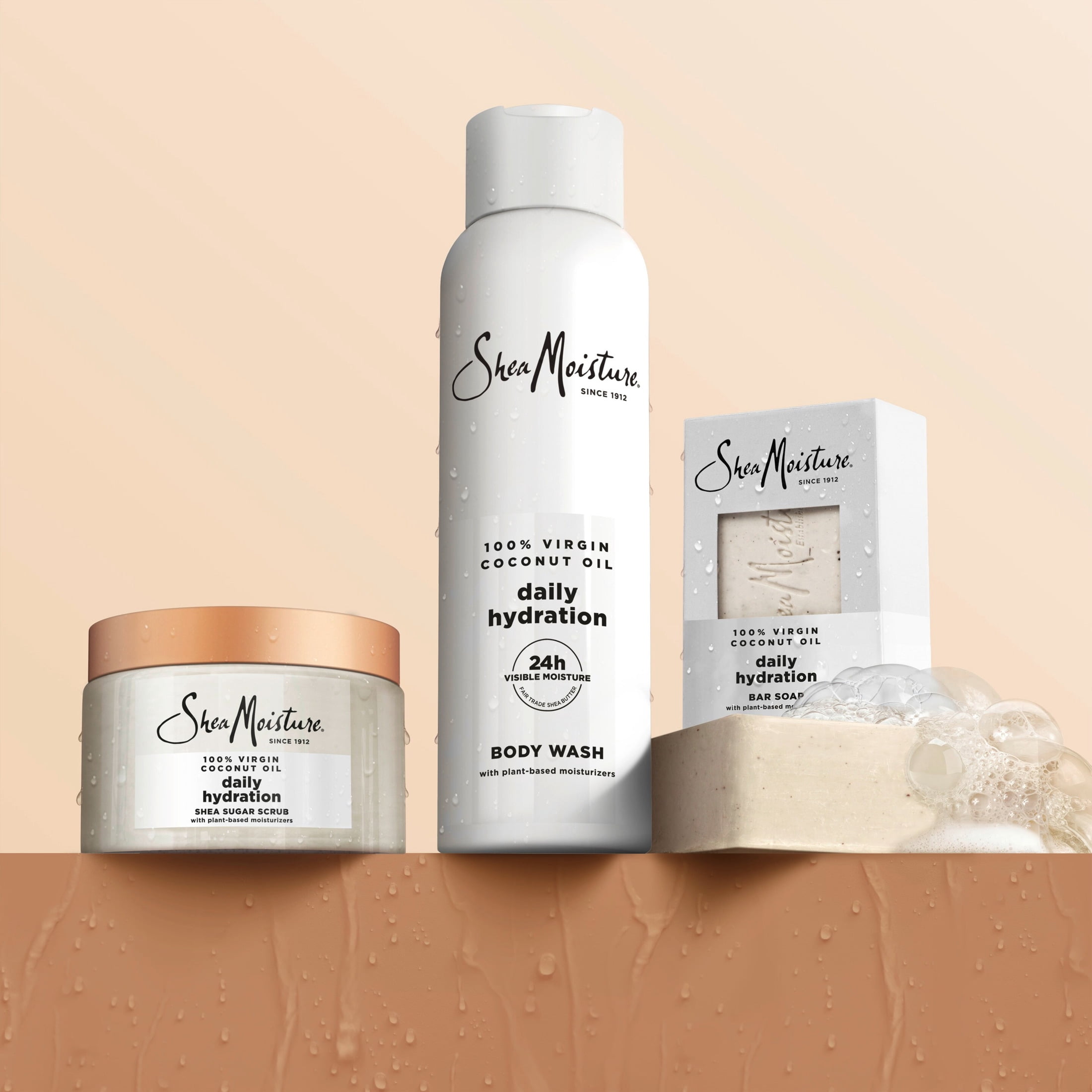 (2 pack) SheaMoisture Bar Soap Nourish And Replenish Skin 100% Virgin Coconut Oil Daily Hydrating Bar Soap With 24h Shea Moisture Nutrients For Healthy, Glowing Skin, 8 oz