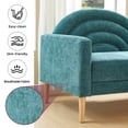 thumbnail image 4 of Chaise Longue with High-Density Sponge Arched Back & Right Armrest, Comfy Cushion, Sturdy Wood Frame, Up to 660 lbs Capacity, Linen Fabric, Ideal for Living Room, Study, and Bedroom, Turquoise, 4 of 11