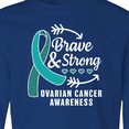 thumbnail image 4 of Inktastic Ovarian Cancer Awareness Brave and Strong with Arrows Long Sleeve Youth T-Shirt, 4 of 5