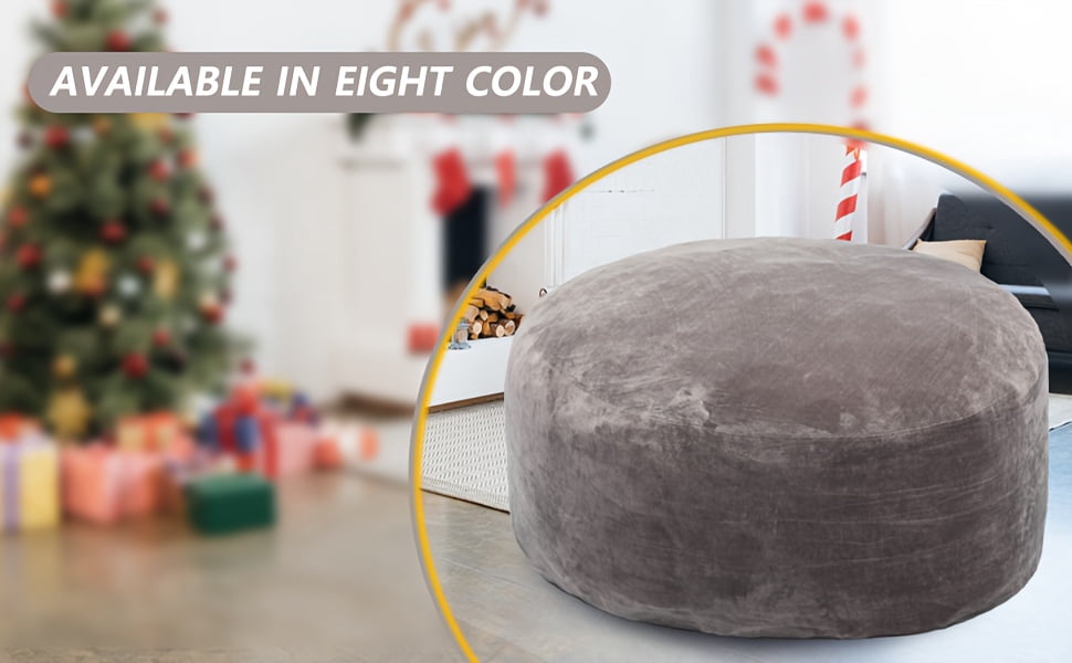Round, Soft, and Fluffy Bean Bag Chair (Adult Size) — Available in 3-Foot and 4-Foot Sizes. Features Memory Foam Filling and A Removable, Washable Cover. Perfect for The Living Room, Bedroom