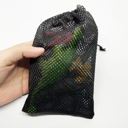 ELAYARD 10Pcs Heavy Duty Drawstring Mesh Bags Black Breathable Storage for Home and Travel