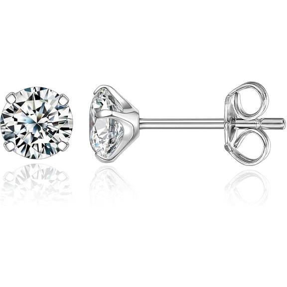 DESIGNICE G23 Pure Titanium Earrings F136 Implant Grade Titanium Studs 20G Hypoallergenic Round Cubic Zirconia/Princess-Cut/Square/Ball Earrings for Women Men Sensitive Ears