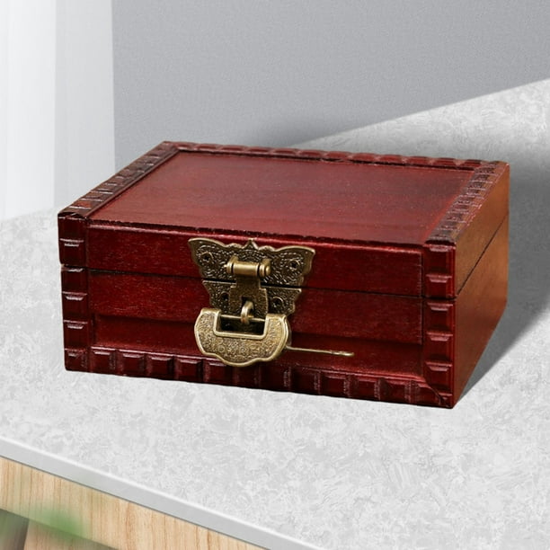 Antique Treasure Box Jewelry Storage Case Trinket Jewelry Box Table with  Lock 