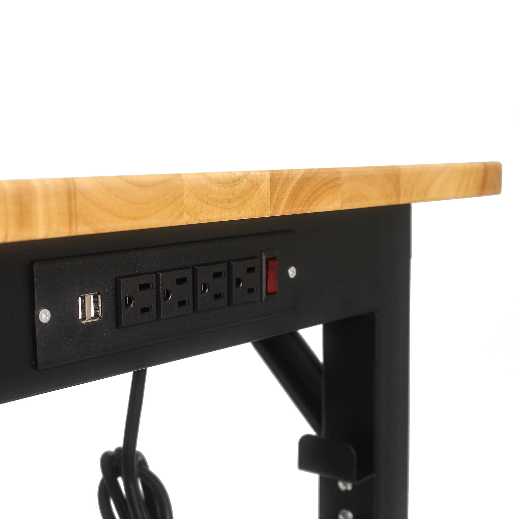 Aukfa Adjustable Workbench, 48" Heavy-Duty Worktable with Power Outlets for Garage, Shop, Office
