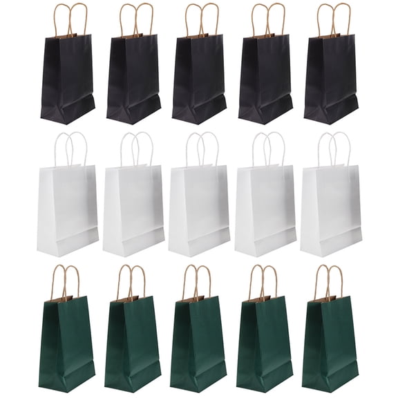 LOLIPPYY Kraft Paper Bags with Handles, Set of 15, Perfect for Party Favors, Bags, Retail Packaging and Craft Use