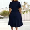 thumbnail image 5 of Bnwani Short Sleeve Dresses,Womens Dresses,Ruched,Fitted Waist,Solid,Casual,Navy,S, 5 of 5