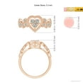 thumbnail image 4 of ANGARA Natural Diamond Heart Ring with Leaf Motifs in 14K Rose Gold for Women (Size-2.3mm| Color-K| Clarity-I3) | April Birthstone, Anniversary, Jewelry Gift for Women | Natural Diamond Ring, 4 of 9