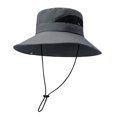 thumbnail image 3 of Sombrero de cubo, sombrero para el sol, gorras de playa, secado rápido, ala ancha, gorras de camping de verano, pesca Gris oscuro, 3 of 9
