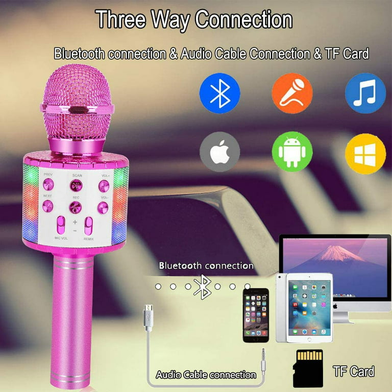 ZZLWAN Kids Toys for Girls Boys Gifts,Bluetooth Microphone for Kids Adults  Singing,Professional Karaoke Microphone Wireless Voice Changer,Girls Toys