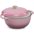 thumbnail image 1 of Olla holandesa de hierro fundido de 6 cuartos Best Choice Products, rosa, 1 of 7