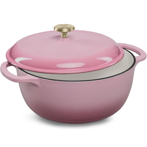 Olla holandesa de hierro fundido de 6 cuartos Best Choice Products, rosa