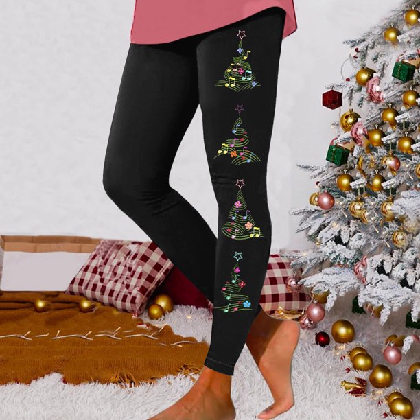 MKLEKYY Leggings deportivos para mujer, leggings para entrenamiento, leggings con estampado navideño, pantalones con bloques de color, leggings suaves y elásticos. 1888