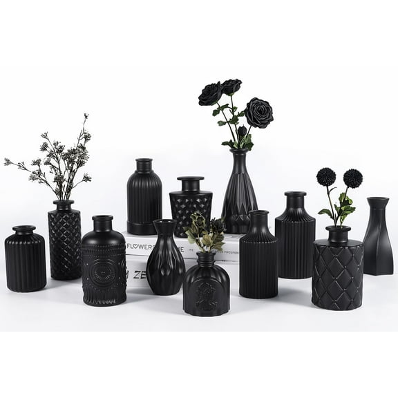 TBWIND Glass Bud Vase Set of 5 Small Amber Mini Vintage Flower Vases