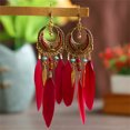 thumbnail image 1 of 1 Paire de Boucles d'Oreilles Vintage Style Long Pendentif Résistant à l'Usure Fournit Bijoux Décor Accessoire de Mode pour Banquet Robe Quotidienne Vin Rouge, 1 of 8