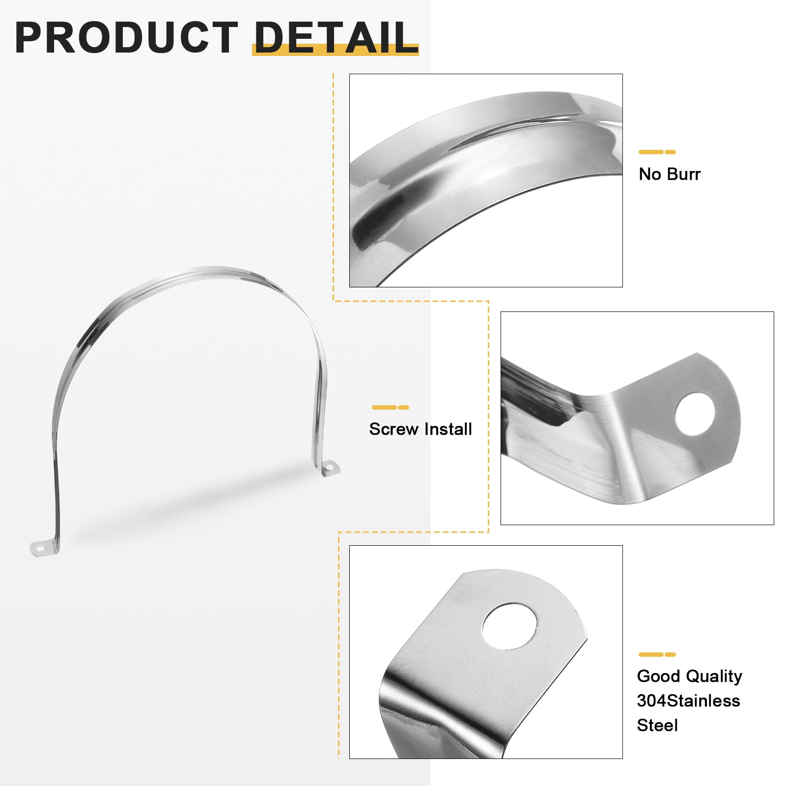8Pcs 200mm(7-7/8") Stainless Steel Coated Cushioned Insulated Cable Clamp 2 Hole U-Tube Strap Clamp, Silver