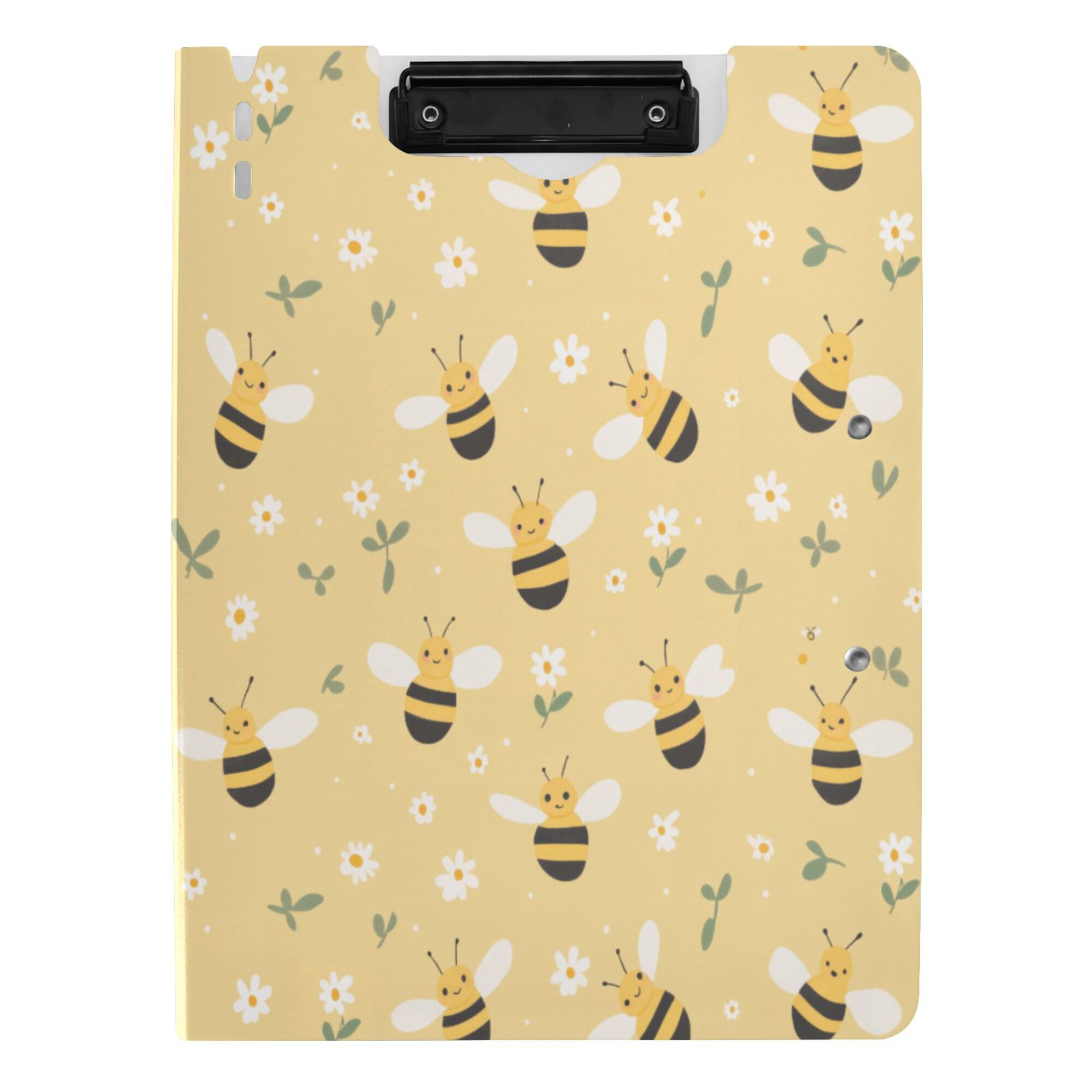 FORMRS A4 Clipboard Folder with Pen Holder Horizontal Foldable School Office Binder, Cute Bee Pattern