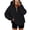 Black, variant on Drawstring Half Zip Hoodies for Women Fall Oversized Casual Sweatshirts with Kangaroo Pocket