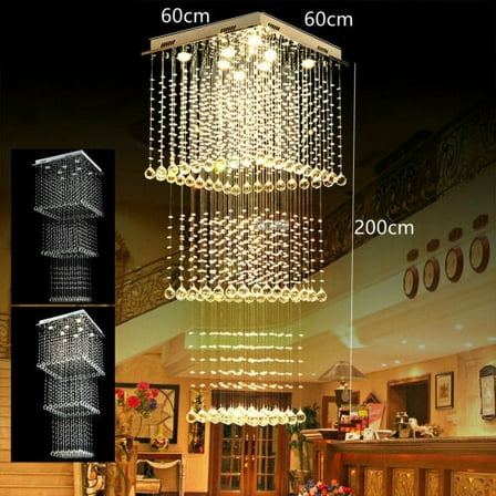 Modern Glass Raindrop Pendant Light Luxury Crystal Chandelier LED Ceiling Lamp