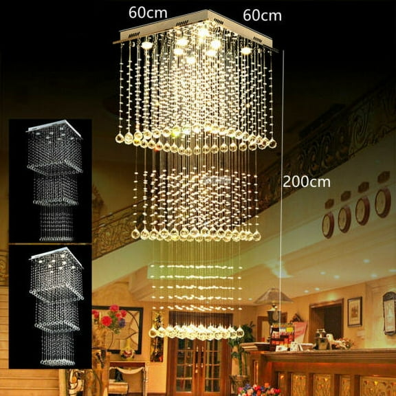 Modern Glass Raindrop Pendant Light Luxury Crystal Chandelier LED Ceiling Lamp