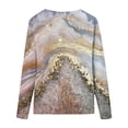 thumbnail image 4 of IROINID en Solde T-shirt à Manches Longues en Polyester pour Femmes Confortable Col Rond Hauts Amples Imprimés T-Shirts Blouse, Or, 4 of 5