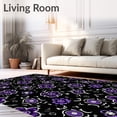 thumbnail image 2 of ODIKA 3'x5' Machine Washable Non-Slip Area Rug, Crochet Cushion Kit Gothic Flower Embroidery DIY Handcraft Project High Traffic Rug with Pad, Black, 650945, 2 of 8