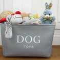 thumbnail image 3 of Dog Toys Rectangular Canvas 7x16x12 Inches Storage Basket Organizer Bin Box with Handles, For Blankets, Towels, Toys - White & Gray - 2 Pack, 3 of 8