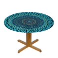 Tllo0ord Mandala Bohemian Pattern Round Fitted Tablecloth Elastic Edge