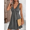 thumbnail image 5 of DOKOTOO Women's Sleeveless V Neck Dress Casual Button A Line Flare Dresses with Pockets Summer Loose Fit Soft Dresses, 5 of 8