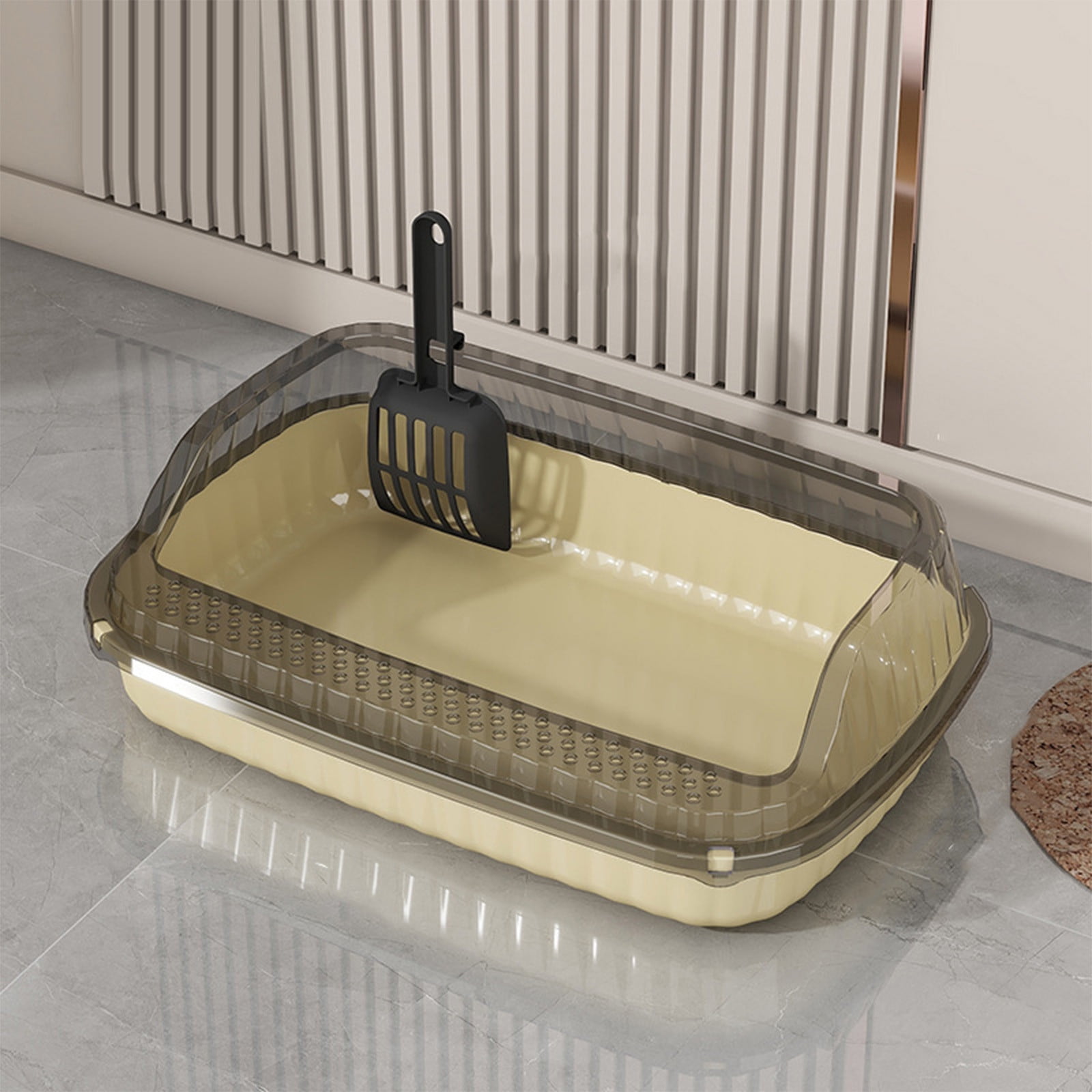 Lwlmwt Open-Top Cat Litter Box with High Sides to Prevent Scattering Includes Litter Scoop Removable Cat Litter Box for Easy Cleaning Dimensions: 18.9 x 12.6 x 5.9 inches