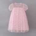 thumbnail image 6 of PINQI Princess Toddler Girls Sundress Little Girls Fly Sleeve Star Moon Paillette Princess Dress Dance Party Ruffles Dresses 1-9 Years, 6 of 8