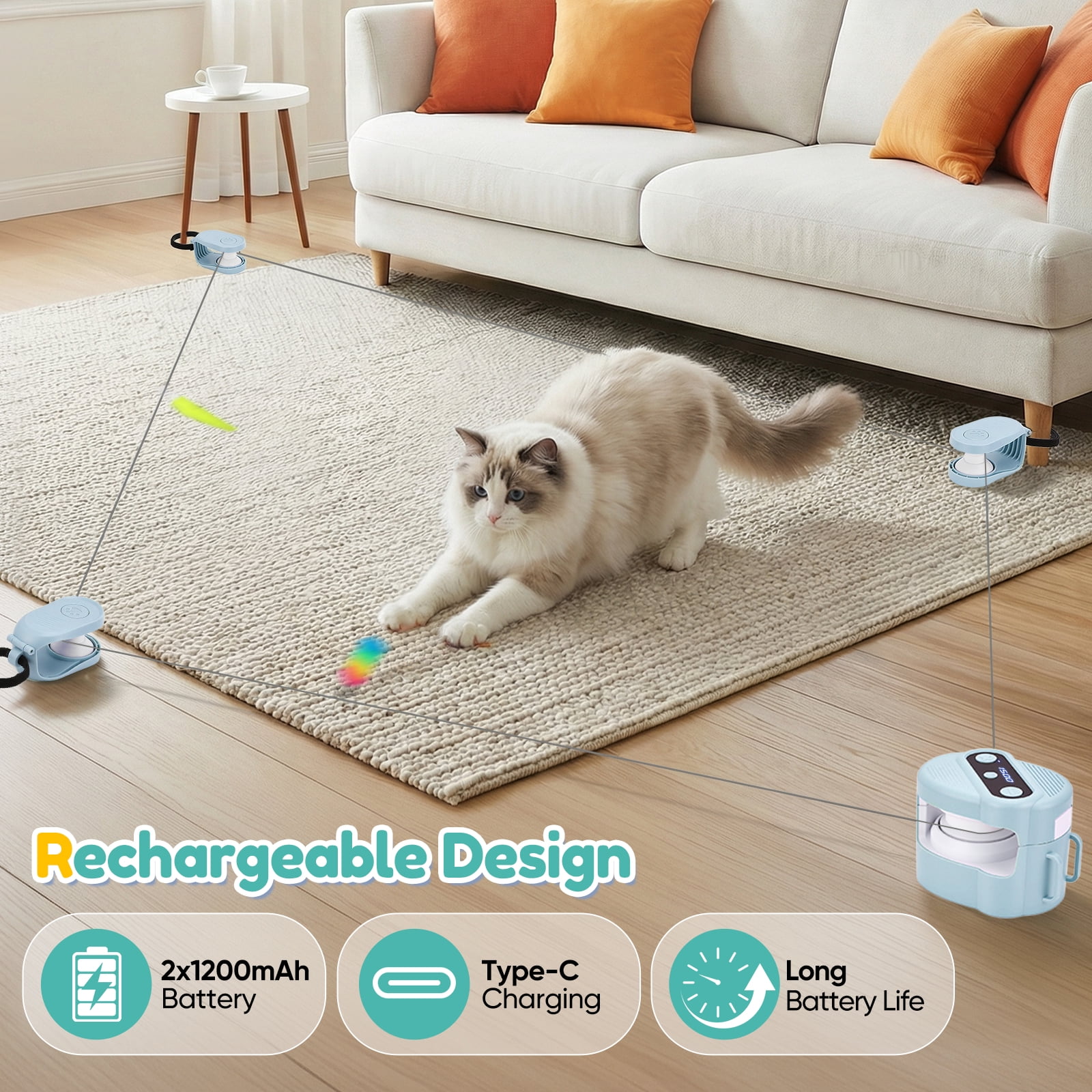 Doulami Interactive Cat Toy for Indoor Cats Auto/Manual Control Cat Treadmill for Bored/Kitten, Exercise Enrichment Hunting Toy