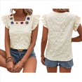 thumbnail image 2 of Blusa de Verano con Bordado Floral y Mangas Acampanadas para Mujer, con Cuello Cuadrado y Textura. Azul Oscuro XL, 2 of 6