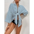 thumbnail image 5 of Bsubseach Fashion Polyester Swiss Dot Button Down Shirt Dress Swimwear Cover-Ups, One Size, 5 of 7