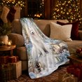 thumbnail image 3 of Samoyed Lantern Snowy Forest Scene, Warm Photorealistic Winter Style for Dog Lovers, Pine Bough Golden Light Theme and Christmas Gift, Cozy Flannel Blanket, Home Decor, 3 of 9