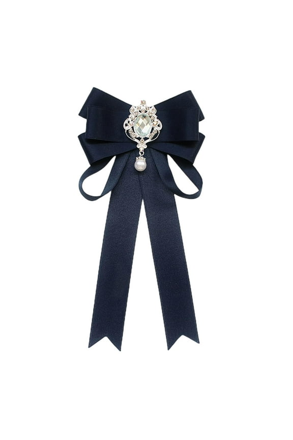 Women's Bow Tie Bowknot Bowtie Girls Ladies Necktie for Uniform Blouse Shirt Navy Blue