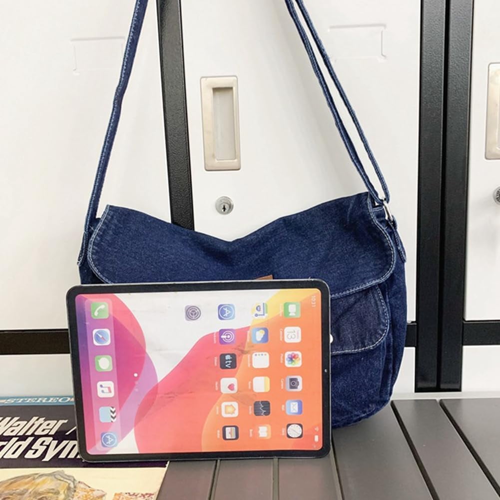 Denim Hobo Crossbody Bag for Women Large Shoulder Handbag Messenger Bag Retro Tote Bag for Casual Work Travel