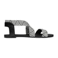 thumbnail image 4 of Dream Pairs Women Elastic Ankle Strap Flats Sandals Summer Casual Street Flats Sandals Elatica-6 Black/White/Weaving Size 8, 4 of 5